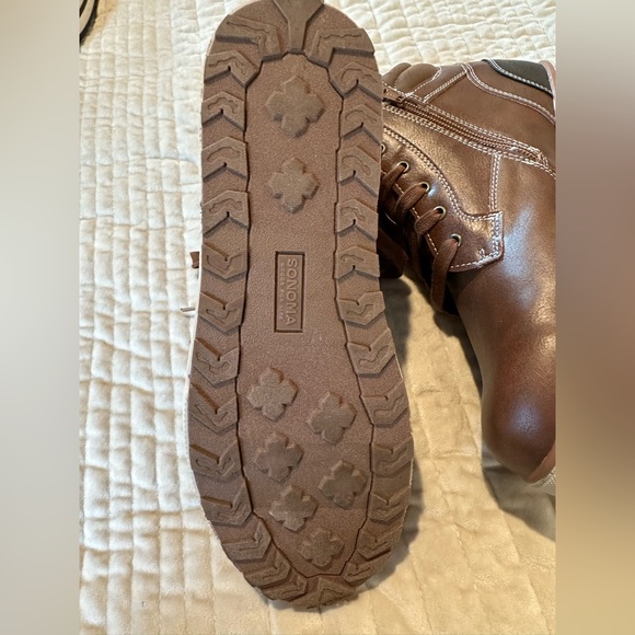 Sonoma Brown Leather Lace-Up Ankle Boots - Picture 3 of 4